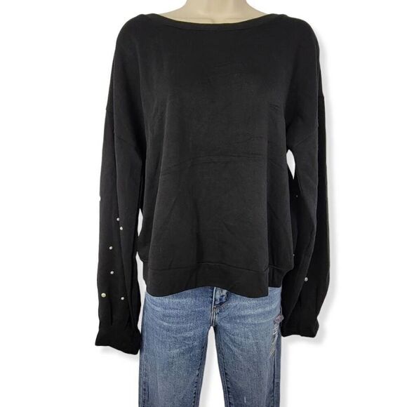 Ultra Flirt Black Balloon Sleeve  Crewneck Large Junior - Picture 1 of 3
